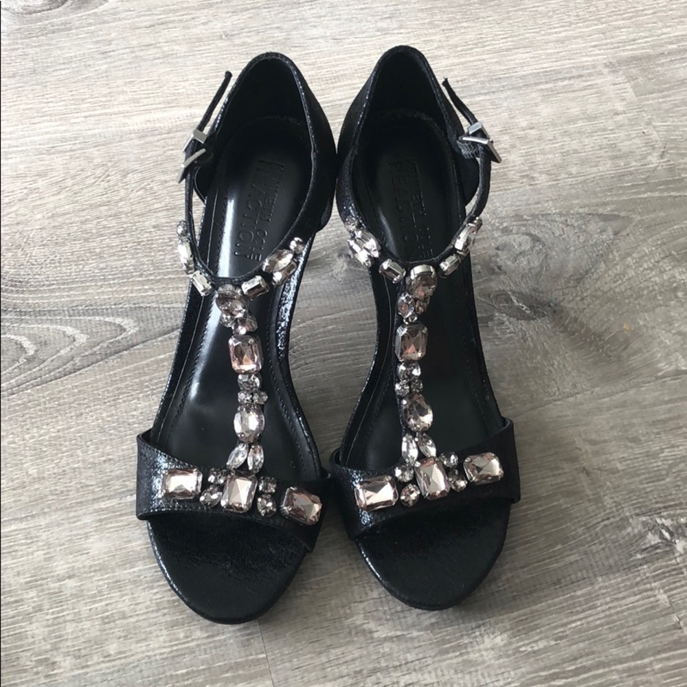 Kenneth Cole Reaction Heels Black Faux Diamonds